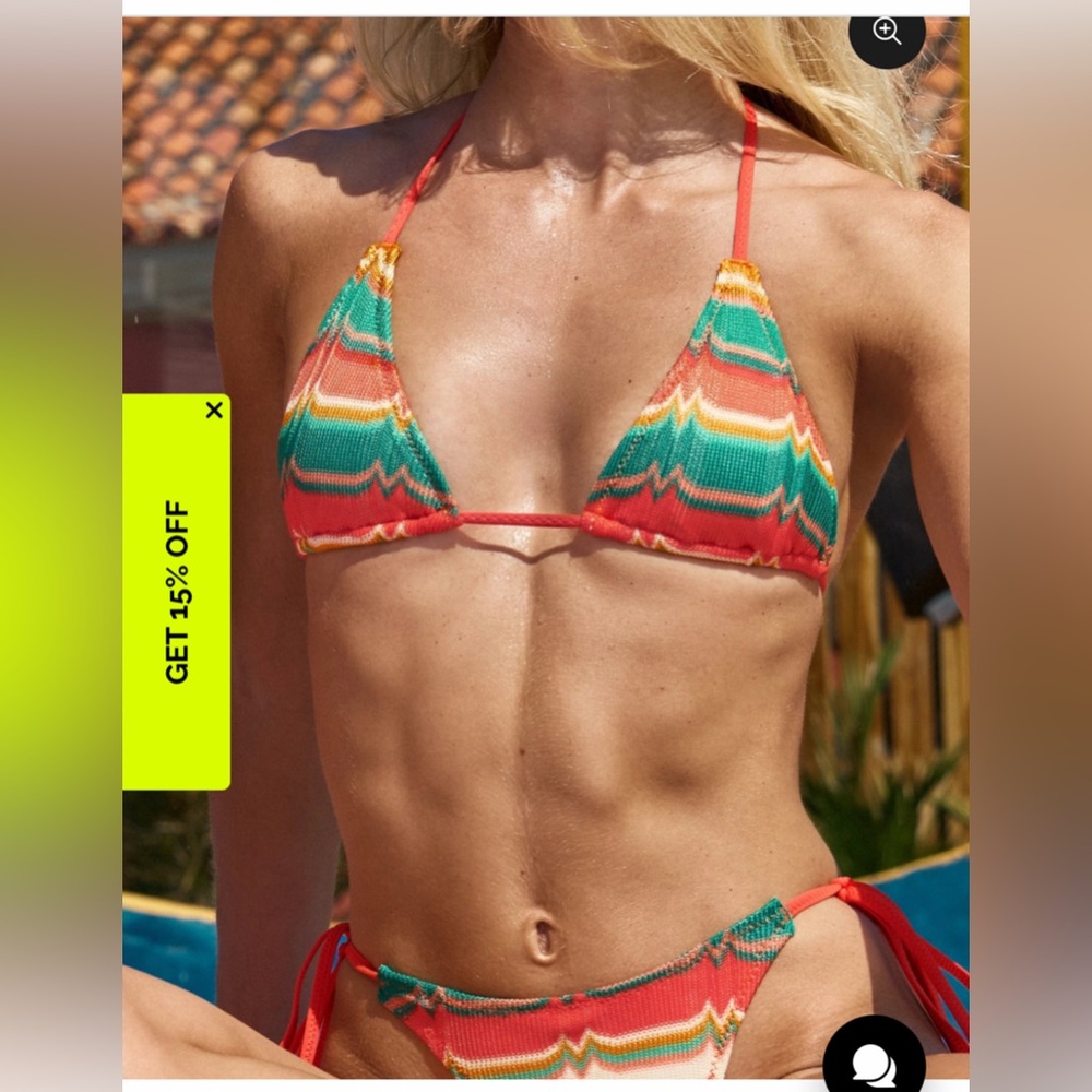 Colorful Striped bikini and skirt set